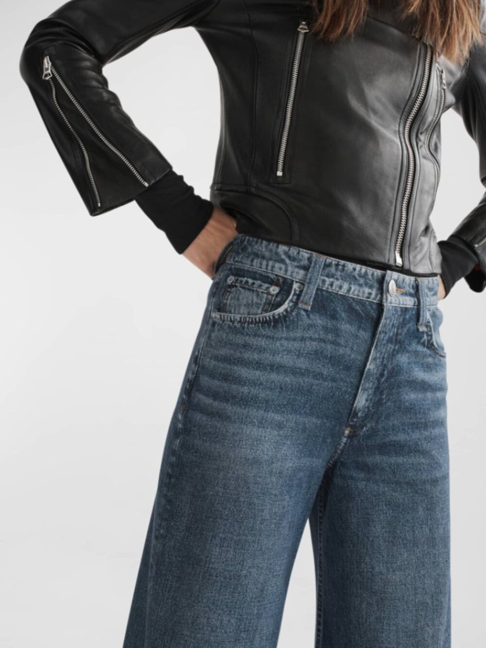 rag & bone Miramar Cotton Terry Sofie Wide Leg Sweatpant Jeans Kimber Wash - Picture 4 of 5